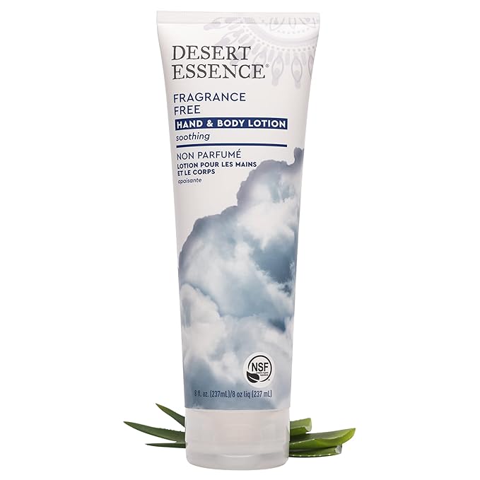 Desert Essence Fragrance Free Hand & Body Lotion - 8 Fl Ounce - Soothing - Aloe Vera - Shea Butter - Green Tea - Coconut Oil - Jojoba Oil-GlimoraGlow