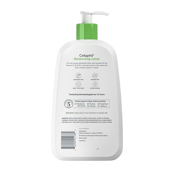 Cetaphil Face & Body Moisturizer, Hydrating Moisturizing Lotion for All Skin Types, Suitable for Sensitive Skin, NEW 20 oz, Fragrance Free, Hypoallergenic, Non-Comedogenic-GlimoraGlow