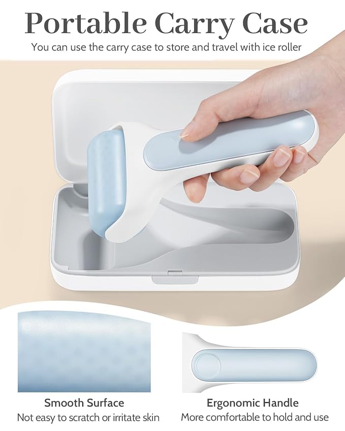 MORGLES Ice Roller for Face, Premium Facial Roller for Puffiness, Dark Circles and Lymphatic Drainage, Cold Face Roller for Women Self Care with Carry Case-GlimoraGlow