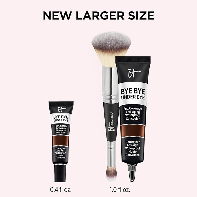 IT Cosmetics Makeup Set - Includes Supersize Bye Bye Under Eye Concealer (45.5 Deep) + Heavenly Luxe Complexion Perfection Concealer Brush (1 fl oz) - with Collagen, Hyaluronic Acid & Antioxidants-GlimoraGlow