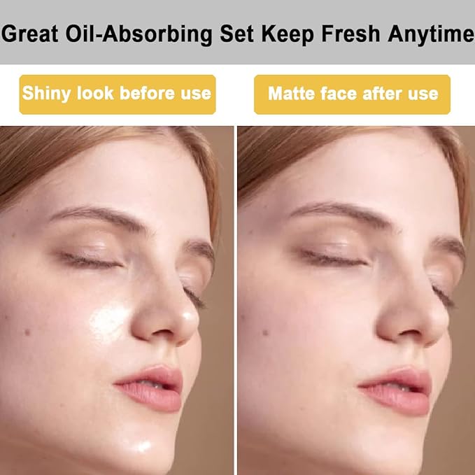 103 PCS Volcanic Roller Oily Skin Oil Control On The Go Volcanic Face Roller Oil Absorbing Volcanic Roller with Oil Blotting Sheet Paper for Oily Skin Care Oil Control Film Tissues (Type2)-GlimoraGlow