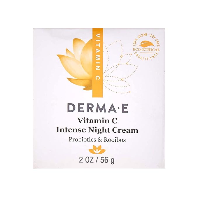DERMA-E Vitamin C Intense Night Cream – Brightening and Hydrating Facial Skin Renewing Cream – Anti-Aging Overnight Facial Moisturizer, 2 oz-GlimoraGlow