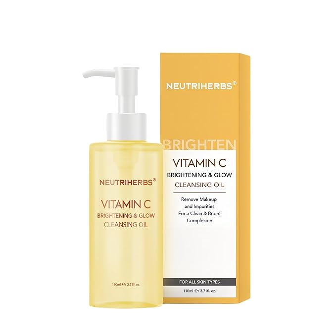 Neutriherbs Makeup Remover Oil Cleanser, Vitamin C Cleansing Oil for Long Last and Waterproof Makeup, Sunscreen, Fit All Skin Type - 3.71 Fl.Oz-GlimoraGlow