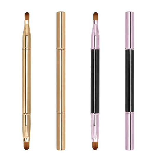 Unaone 2 Pack Lip Brush for Lipstick, Dual-Ended Lip Makeup Brush with Lid, Lipstick Brush for Lip Gloss-GlimoraGlow