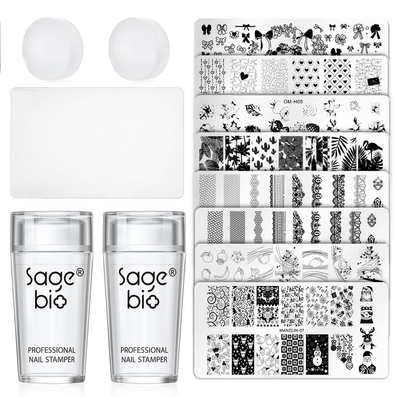 14PCS Nail Art Stamper Clear Silicone Nails Stamping Jelly with Scraper Transparent Visible Body DIY Manicure Nail Art Tool P-GlimoraGlow