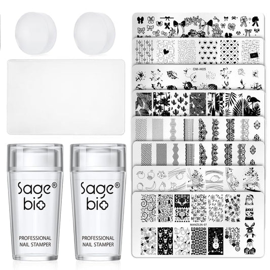 14PCS Nail Art Stamper Clear Silicone Nails Stamping Jelly with Scraper Transparent Visible Body DIY Manicure Nail Art Tool P-GlimoraGlow