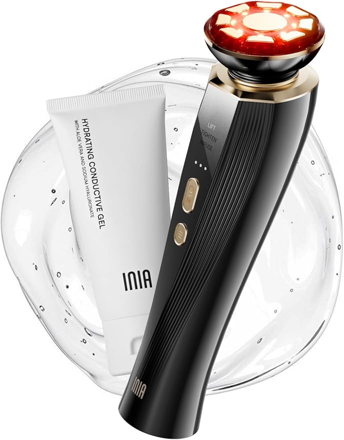 INIA Micro-Current Facial Device, 3-in-1 Facial Massager Red Light Therapy for Face and Neck True Beauty Glow Device Effective for Wrinkle and Puffiness-GlimoraGlow