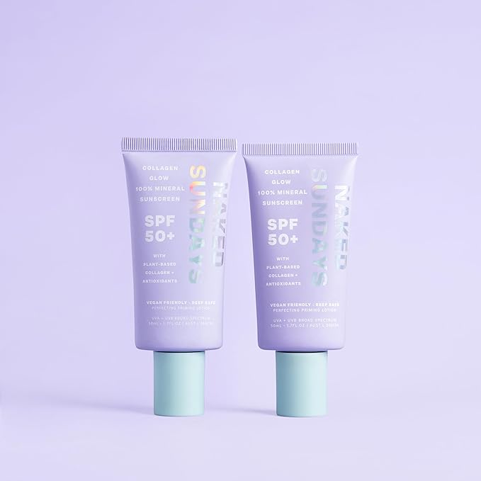 Naked Sundays SPF 50 Mineral Facial Sunscreen, Hydrating SPF with Zinc Oxide, Primer & Sheer Tint for Healthy Glow - 2 pack-GlimoraGlow