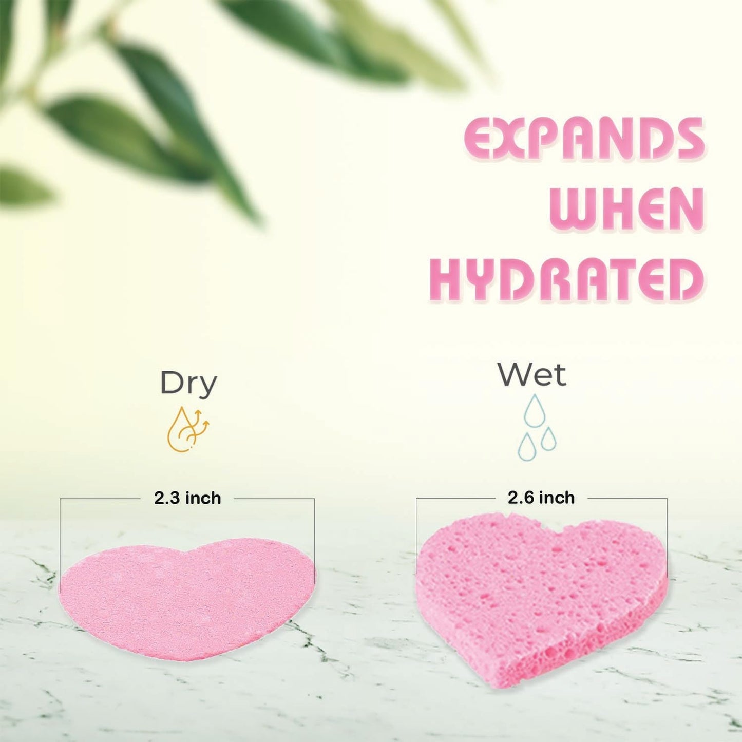 60-Count Compressed Facial Sponges | Makeup Remover Sponge | 100% Natural Cosmetic Spa Sponges for Facial Cleansing | Exfoliating Mask | Face Scrubber (Heart)-GlimoraGlow