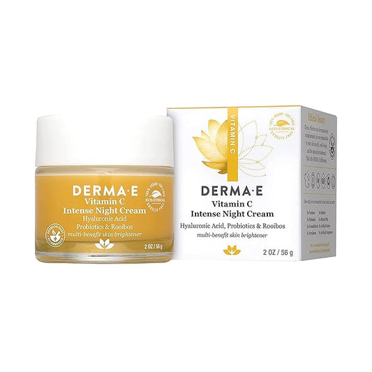 DERMA-E Vitamin C Intense Night Cream – Brightening and Hydrating Facial Skin Renewing Cream – Anti-Aging Overnight Facial Moisturizer, 2 oz-GlimoraGlow
