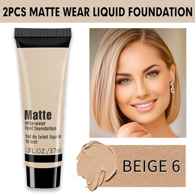 1 Pack Liquid Foundation Cream for Face Makeup,Durable Full Coverage Matte Concealer Make Up,Oil Control & Waterproof Base Primer -1 Fl.Oz-BEIGE 4#-GlimoraGlow