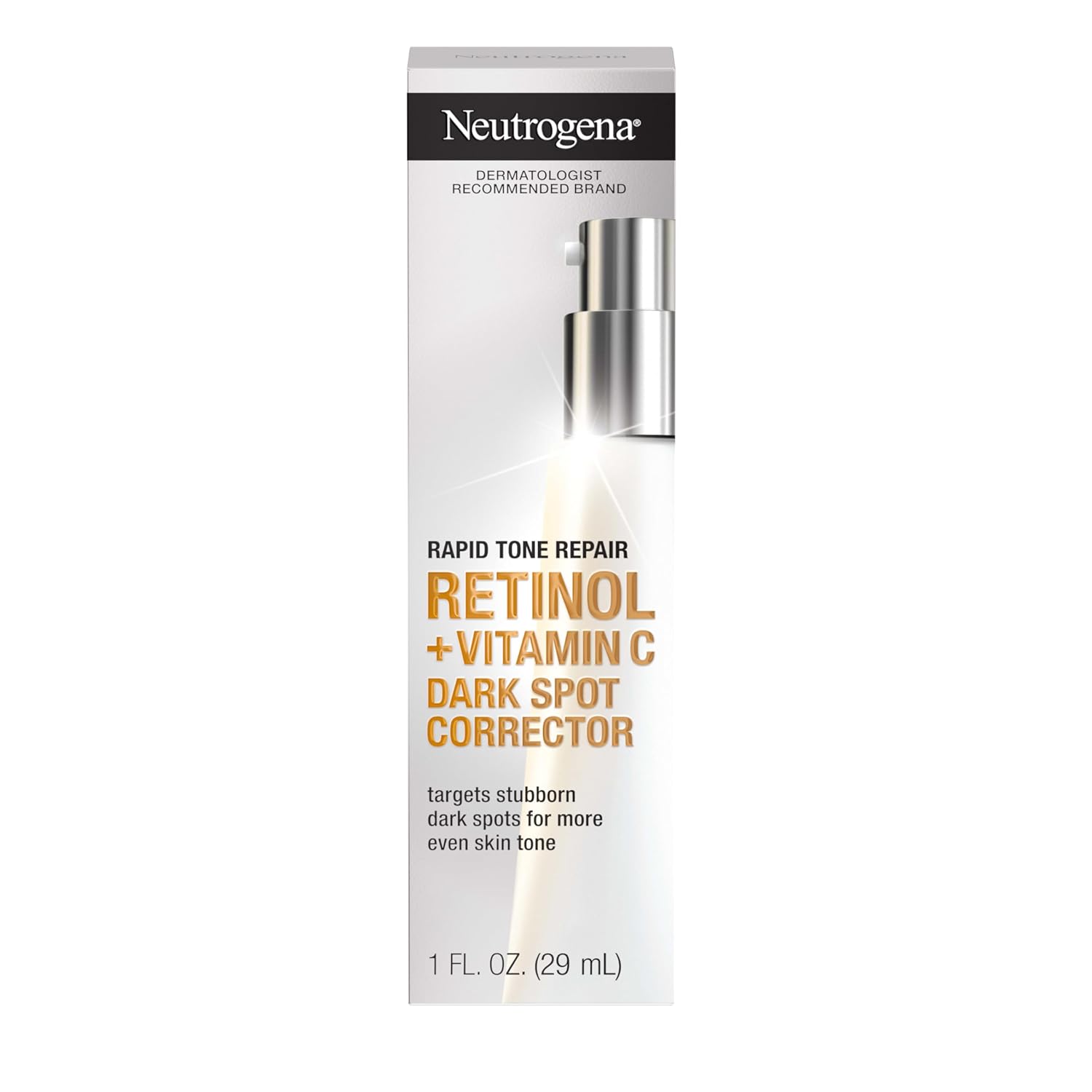 Neutrogena Rapid Tone Repair Retinol + Vitamin C Dark Spot Corrector Face Serum, Daily Anti-Wrinkle Dark Spot Corrector to Brighten & Even Tone, Mineral-Oil & Dye-Free, White, 1 oz-GlimoraGlow
