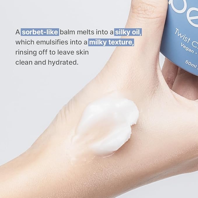 Bebare Twist Cleansing Balm with Hygienic Twist Dispenser: Cleanser for Heavy Makeup Removal, Hydrating Facial Wash for All Skin Types. Korean Vegan Skincare with Natural Oils, 1.69 Fl Oz-GlimoraGlow