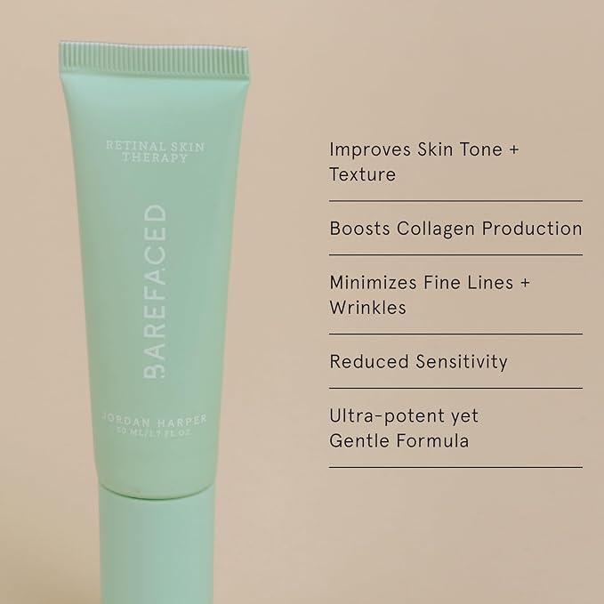 Barefaced Retinal Skin Therapy 30ml - Retinaldehyde & Bakuchiol Serum for Firming, Reducing Fine Lines & Wrinkles, Improving Skin Tone & Texture w/ Shea Butter, Jojoba Oil & Argan Oil-GlimoraGlow