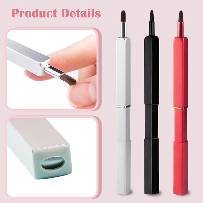 Lip Applicator Brush - 3 Pack Exquisite Professional Dustproof Retractable Lip Brush - Makeup Lipstick Lip Gloss Applicators (Black, Silver and Jewelry Red)-GlimoraGlow