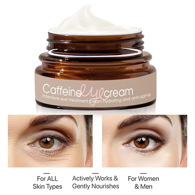 Natural Caffeine Eye Cream serum With Collagen,Hyaluronic Acid for Dark Circle and Puffiness,Great Under Eye Cream for Anti Aging,Eye Lift Treatment for Men &Women 0.52oz-GlimoraGlow