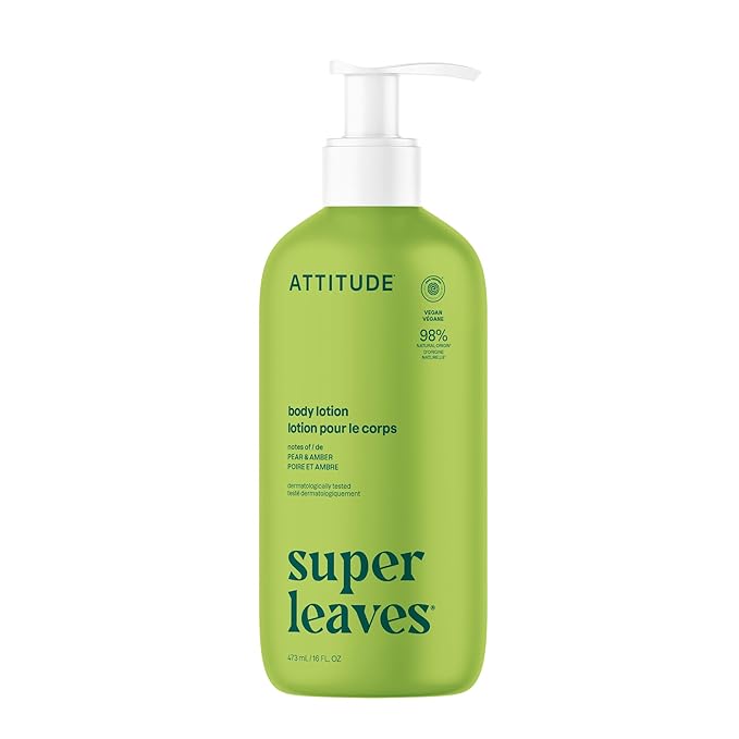 ATTITUDE Body Lotion, EWG Verified, Vegan & Cruelty-Free, Hydrating Moisturizer for Dry Skin, Non-Greasy Skin Care, Pear & Amber Scent, 16 Fl Oz-GlimoraGlow
