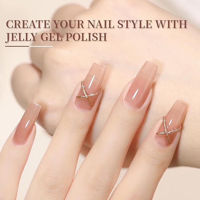 JODSONE 23PCS Gel Nail Polish Set 20 translucent Jelly Color Natural and Elegant Long Lasting Suitable for Home and Salon-GlimoraGlow