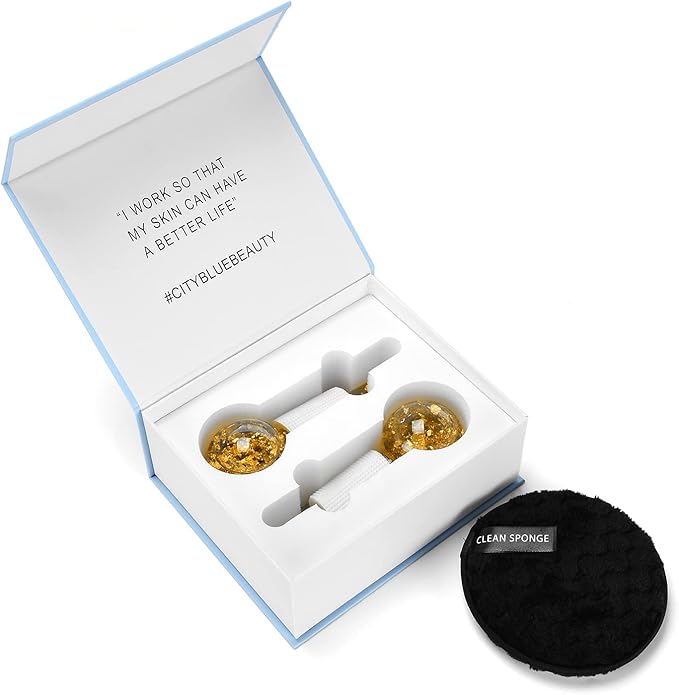 Ice Cryo Sticks Facial Globe with Golded Essence- 2PC Cooling Globes for Cold or Hot Skin Massagers, Face Globe for Skin Care Routine-GlimoraGlow