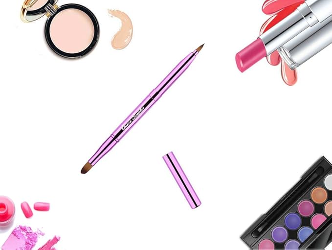 Cosmetic Brushes Lip Eye Double Sided Makeup Brush with Cap for Travel Retractable Lip Brush Eyebrow Brush Concealer Brush For Lipstick Portable Purple-GlimoraGlow