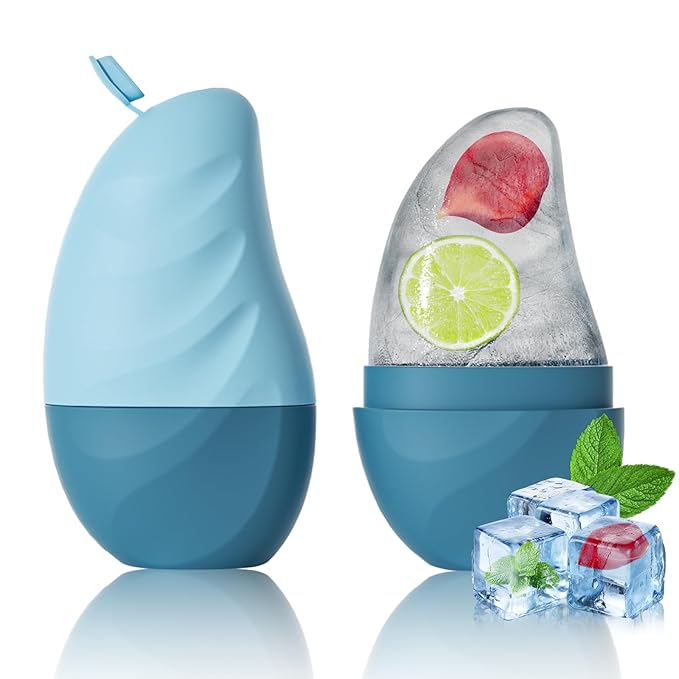 Silicone Facial Ice Cube Roller Massager, Facial Beauty Care Tool, Reusable Face Ice Mold - Brighten Skin, Reduce Puffiness for Face & Eyes (Blue)-GlimoraGlow