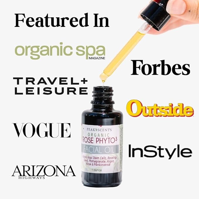 Organic Rose Phyto Facial Oil - Rosehip and Argan Oil Infused with Rose Extract and Frankincense Essential Oil - Ideal for Gua Sha Massage, Anti-Aging Face Oil (1oz)-GlimoraGlow
