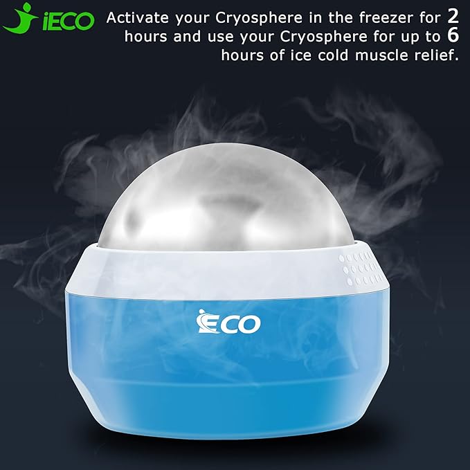 iECO Cryosphere Cold Massage Roller Ball - Massage Ball for Cold & Heat Relief, Myofascial Release, Trigger Point Therapy, Muscle Knots - Deep Tissue Ice Massager-GlimoraGlow