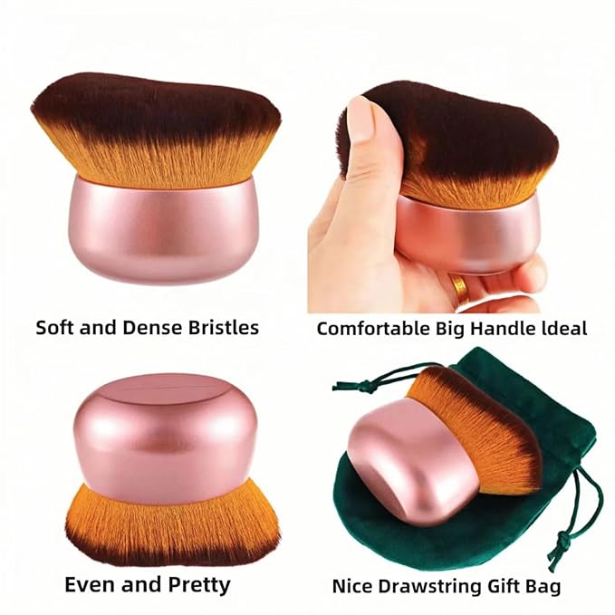 Blend & Blur 75mm Body Kabuki Brush - For Self Tanner, Body Bronzer & Foundation | Face/Back Multitool | Wet/Dry Use (Rose Gold)-GlimoraGlow