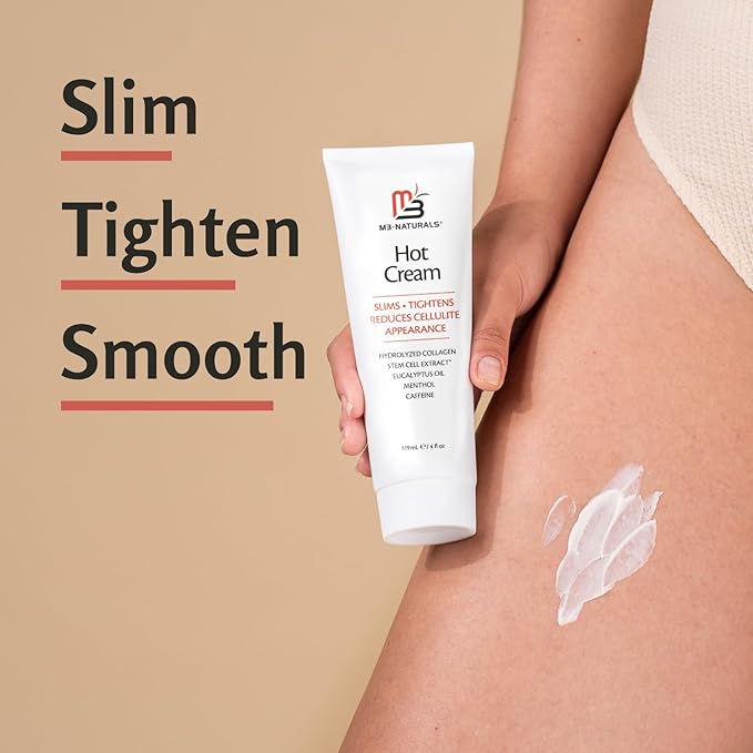 M3 Naturals Hot Cream for Belly Butt and Thighs Cellulite Cream for Thighs and Butt Fast Body Sweat Activator with Caffeine and Collagen - Invigorating Sweat Cream for Workouts and Body Sculpting-GlimoraGlow