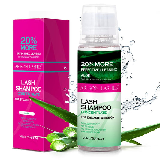 ARISON LASHES Lash Shampoo Concentrate for Lash Extensions 100ML Eyelash Cleanser Concentrate Oil-Free Eyelash Extension Shampoo with Salon Home Care(Aloe Vera)-GlimoraGlow