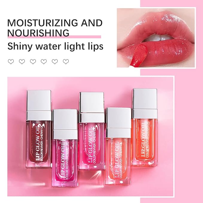 2 Set Lip Oil Hydrating Tinted Lip Balm, Plump Lip Gloss Lip Care Transparent Toot Lip Oil Tinted, Fresh Texture & Non-sticky, Nourishing Repairing Lightening Lip Lines Lip Care Products (Rosewood / Cherry)-GlimoraGlow