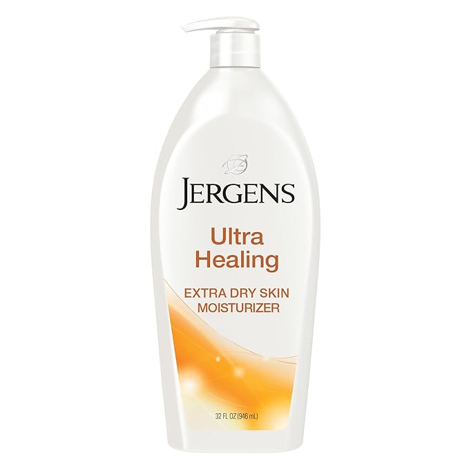 Jergens Ultra Healing Dry Skin Lotion, Hand and Body Moisturizer for Quick Absorption into Extra Dry Skin with Hydralucence Blend, Vitamins C, E and B5, White, 32oz-GlimoraGlow