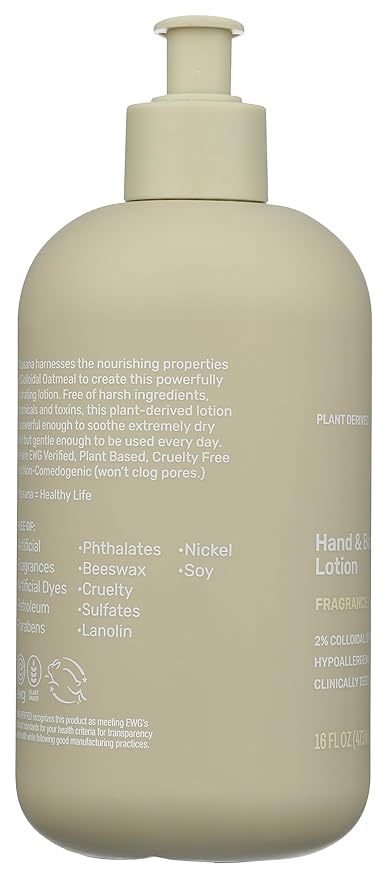 Vitasana Hydrating Hand & Body Lotion, 16 oz – Fragrance‑Free, 99% Plant‑Derived with 2% Colloidal Oatmeal, EWG Verified, Hypoallergenic, Paraben‑Free, Sulfate‑Free, Cruelty‑Free-GlimoraGlow