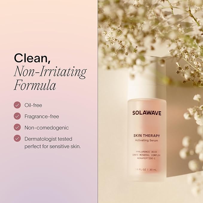 Solawave Wand Skin Therapy Activating Serum | Hyaluronic Acid and Peptides | Enhance Skincare Device Results | Hydrating Microcurrent Galvanic Current | Wrinkle Smoothing-GlimoraGlow