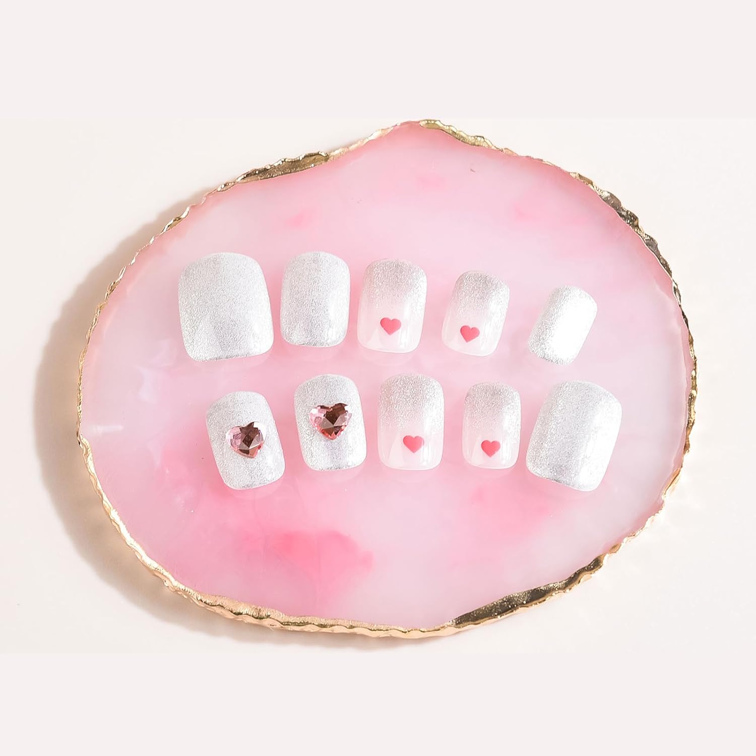 2 Pcs Resin Nail Palette Nail Polish Palette Nail Art Palette with Stainless Stirring Rod (Gray and Pink)-GlimoraGlow