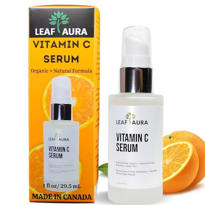 Vitamin C Serum, Sulphate-Free, Organic+ Natural Formula, Brightens Uneven Skin, Made In Canada, 29.5ml-GlimoraGlow