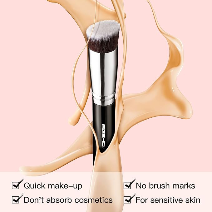 Flat Top Kabuki Foundation Brush, EIGSHOW Premium Makeup Brush for Liquid, Cream, and Powder - Blending, Buffing, Stippling, Flawless Application (F624)-GlimoraGlow