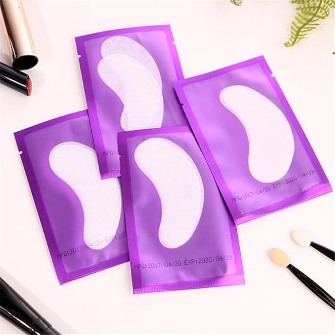 100 Pairs Set，Eye Gel Patches,Under Eye Pads Lint Free Lash Extension Eye Gel Patches for Eyelash Extension (purple)-GlimoraGlow