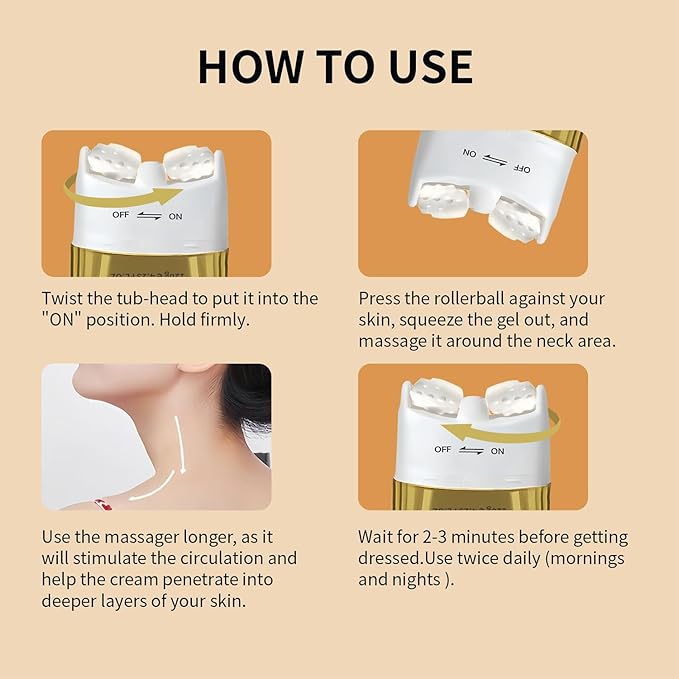 AH-8 Firming Neck Cream with Roller, Tightening & Lifting Cream for Sagging Skin, Contains Hexapeptide, Moisturizing for Face & Body Skin Tightening Cream-GlimoraGlow
