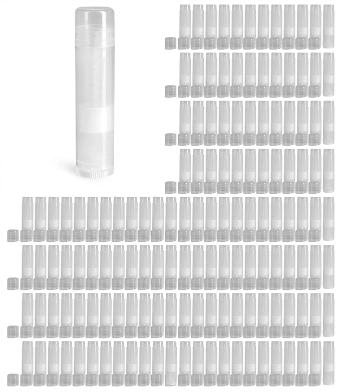 144 Natural Plastic Empty Lip Balm Tubes with Natural Friction Fit Caps by SKS Bottle & Packaging, 0.15 oz tubes - Bulk Lip Balm Containers for DIY Lip Care, Lip Balm Making, and Lip Balm Crafting-GlimoraGlow