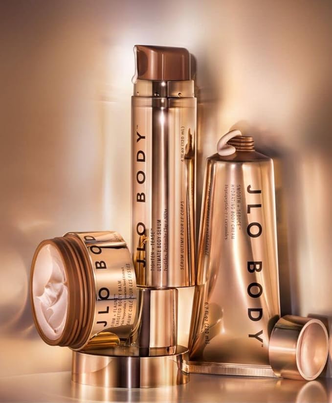 JLO BEAUTY The Ultimate Body Trio | Includes 4.2 fl oz Booty Balm, 4 fl oz Body Serum & 6.7 fl oz Body Cream | Brightens, & Firms for Smooth Skin-GlimoraGlow
