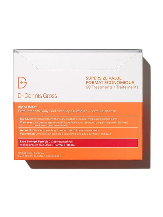 Dr. Dennis Gross Alpha Beta Extra Strength Daily Peel – 2-Step Exfoliating Pads for Enhanced Anti-Aging, Smoother Skin, and Radiant Complexion, 60 Treatments-GlimoraGlow