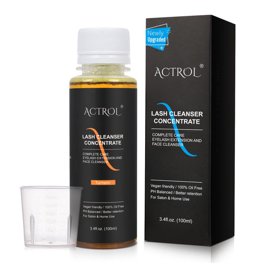 Eyelash Shampoo Concentrate 100ml Lash Extensions Cleanser Concentrate Turmeric Foaming Shampoo Paraben & Sulfate Free Wash for Extensions Lashes with Salon Home Care-Makes 60ml Bottles-GlimoraGlow