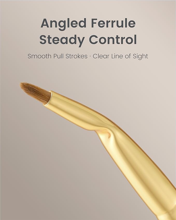 Desert Oak Series Bent Eyeliner Brush - 30° Angled Kolinsky Sable for Sharp Lines & Brows, Luxury Bubinga Handle (CM 177)-GlimoraGlow