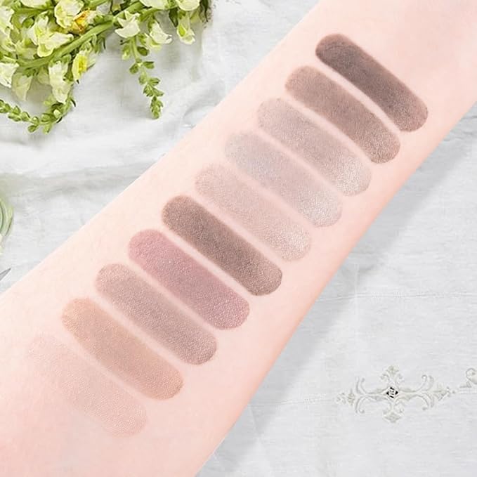 10 Color Matte Eyeshadow Palette, Neutral Taupe & Grey Brown Shades, Ultra-Blendable, Long-Lasting Natural Nude Makeup Palette for Women,Vegan & Cruelty-Free,Perfect for Everyday or Professional Looks-GlimoraGlow