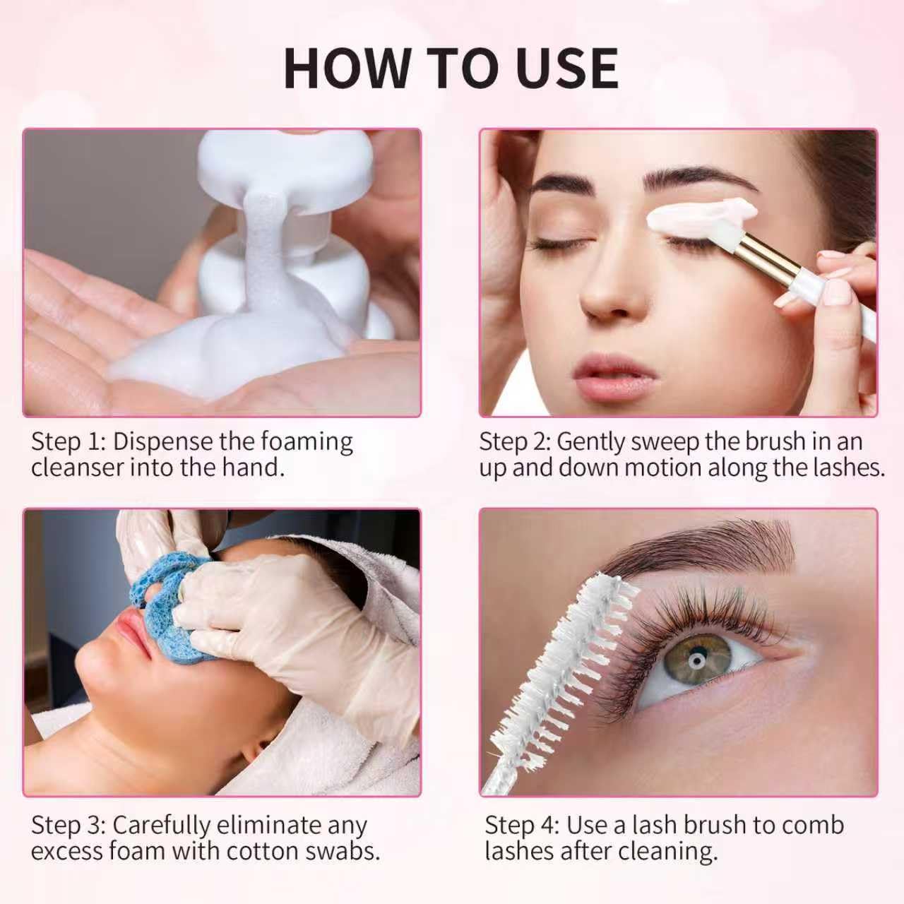 50 Pcs Lash Shampoo Bottle Brushes Set 10 Empty Foam Pump Dispensers 10 Label Stickers 10 Mascara Wands and Tubes 10 Cleansing Brush 10 Bag for Eyelash Extensions Aftercare(White)-GlimoraGlow