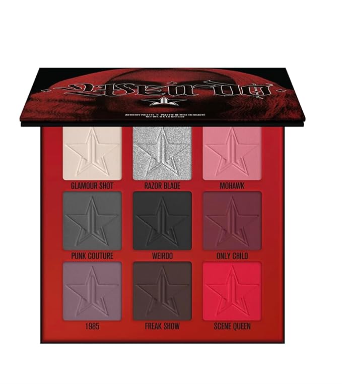 Jeffree Star Cosmetics Weirdo Mini Palette + Mini Controversy & Black Jeffree Star Approved Mascara Bundle of 3, Red-GlimoraGlow