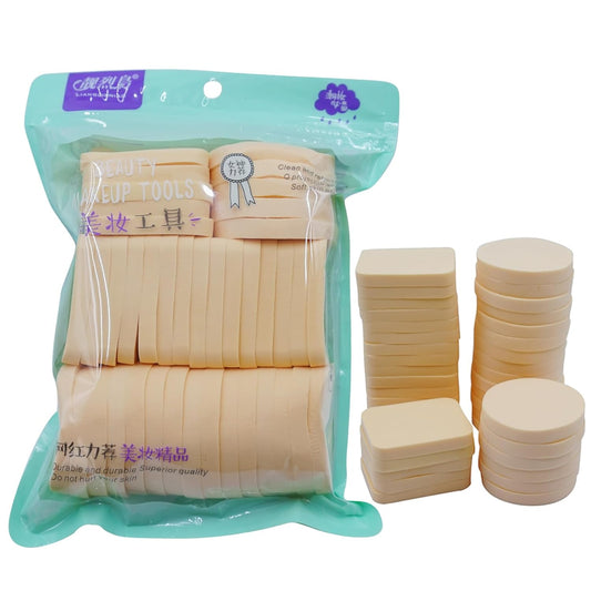 40PCS Round Square Shaped Makeup Blenders Sponges Set, Use for Dry and Wet, Perfect for Full Face Curve Blending, Cream, Liquid, Powder Foundation Cosmetics, Latex Free, Soft, Flexible-GlimoraGlow