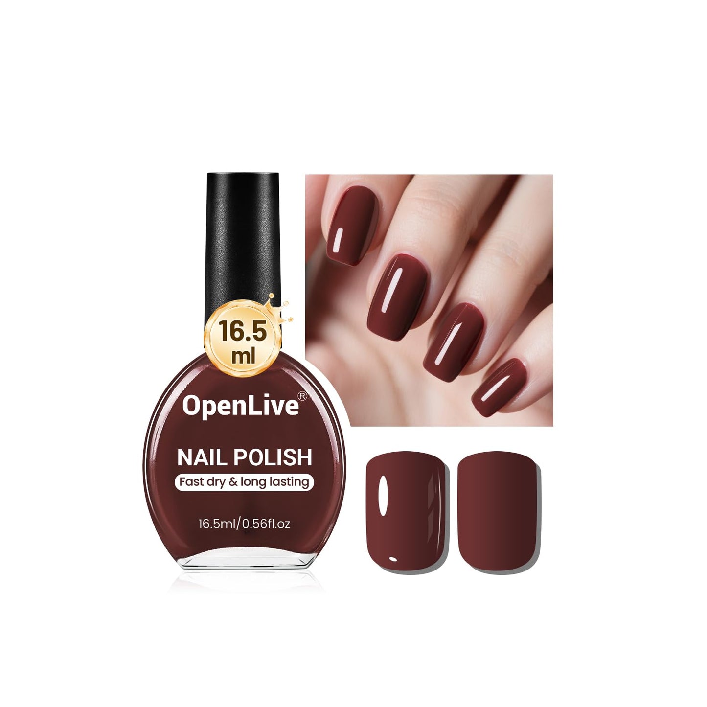 16.5ml Brown Nail Polish Large Volume Quick Drying Nail Polish, Fast Drying and Long Lasting Color Nail Art DIY Home Manicure Gift for Women-GlimoraGlow