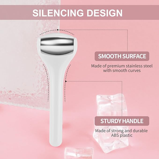 MAANGE Ice Roller For Face & Eye Roller for Puffiness,Stainless Steel Facial Roller Ice Face Roller Mini Roller Set (white 2 pcs)-GlimoraGlow